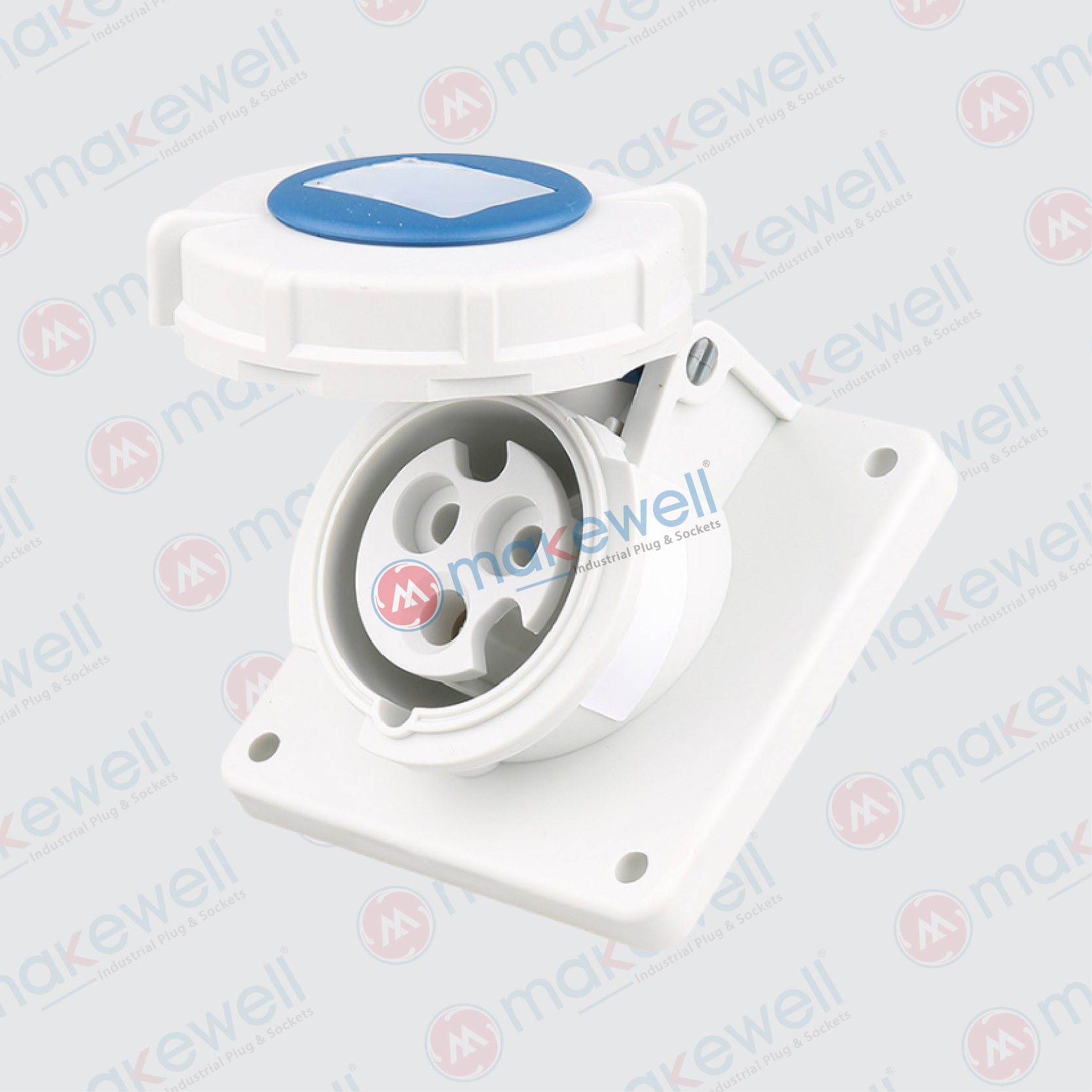 MW-4132 16A 3 Pin Angular Panel Socket