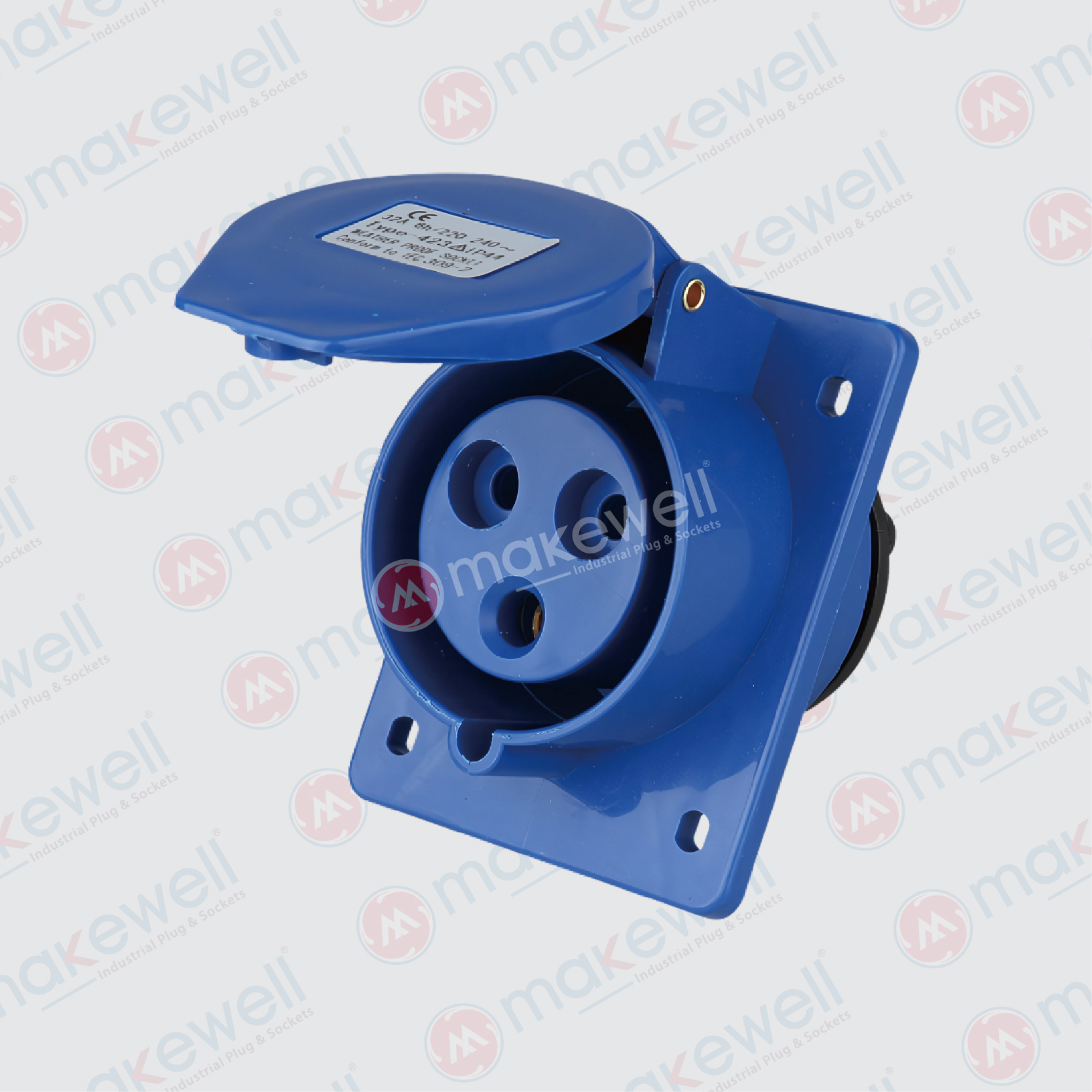 MW-423 32A 3 Pin Angular Panel Socket